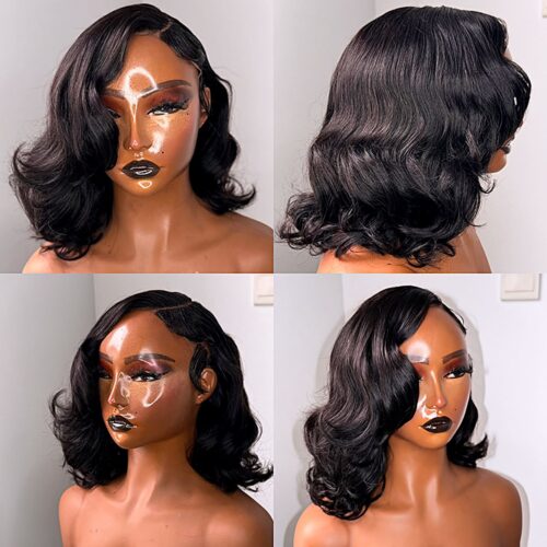 Side part short wave (5x5 swiss lace)