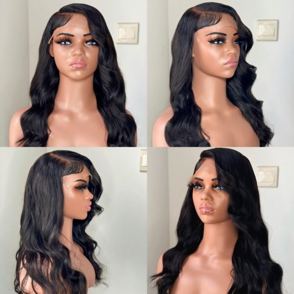 Styled wavy paired with 5x5 swiss lace